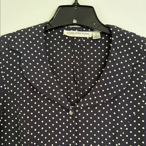 Anne Klein Black and White Long Sleeve Button Down Shirt - Picture 3 of 4